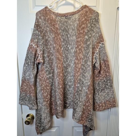 Knox Rose Oversized Tunic Women's XXL Striped Knit Sweater With Stitched Details - Picture 8 of 8
